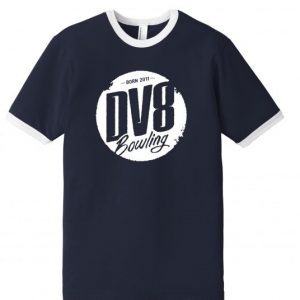 DV8 Men's Dude T-Shirt Bowling Sleeve Stripe Ringer Jersey 50/50Royal Blue White 